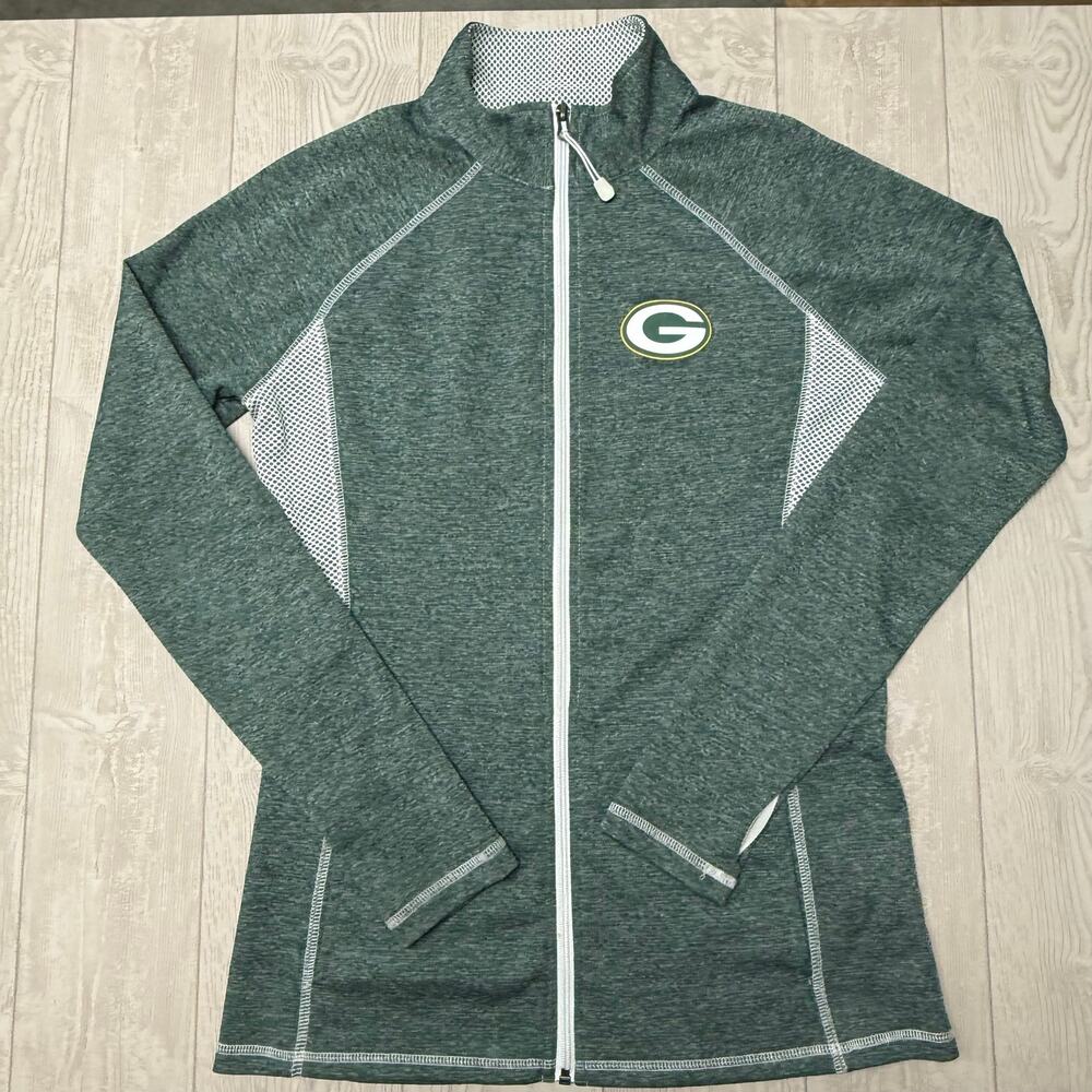 Green Bay Packers Majestic Women’s Medium Full Zip Jacket NFL Green White